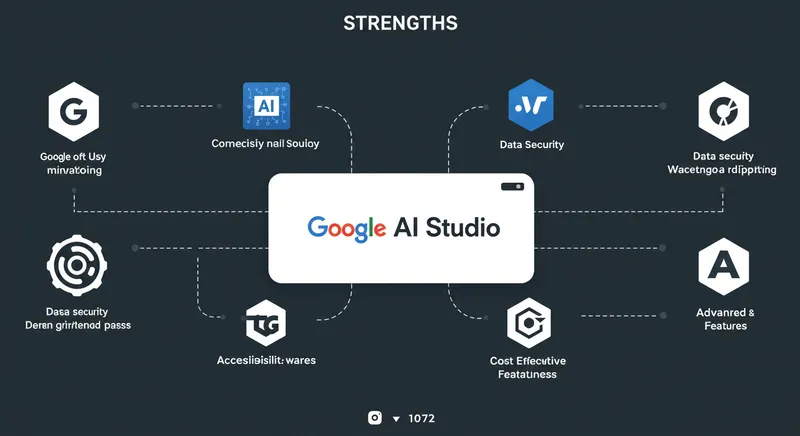 Painel de controle de IA com interface do Google AI Studio em destaque.